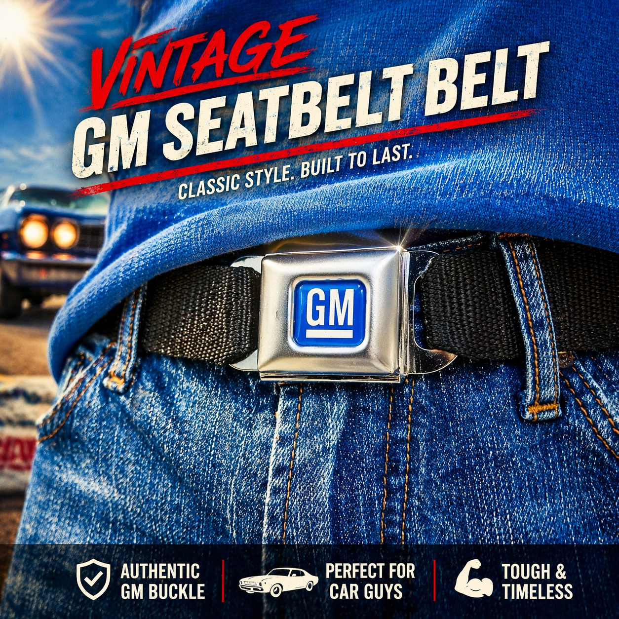 Blue GM Seatbelt Belt