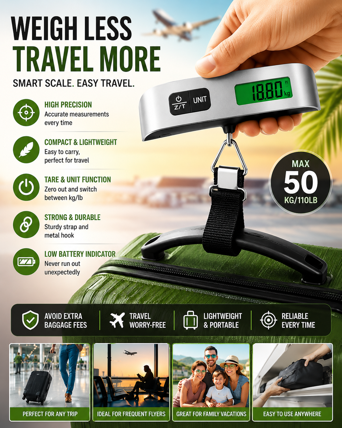 Portable Digital Luggage Scale – Travel Smart, Avoid Extra Fees