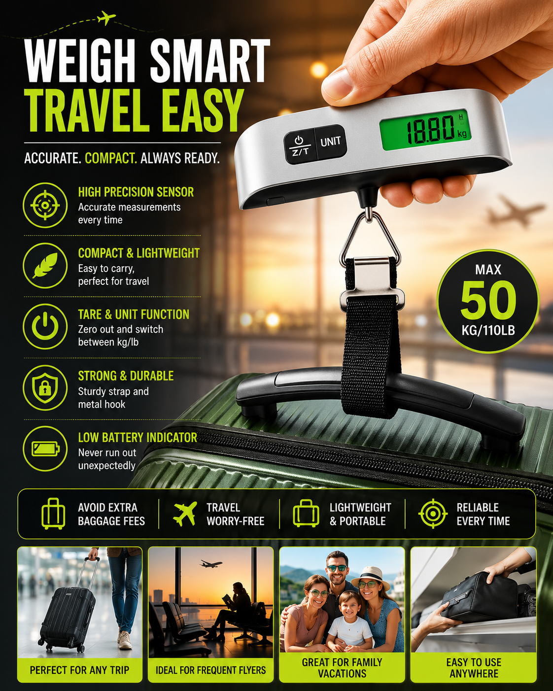 Portable Digital Luggage Scale – Travel Smart, Avoid Extra Fees