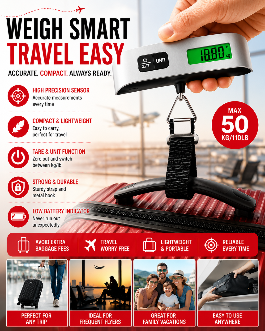 Portable Digital Luggage Scale – Travel Smart, Avoid Extra Fees